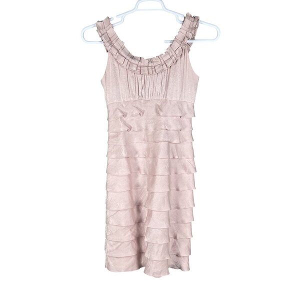 Ruffle Tiered Sleeveless Blush Pink Womens 4 Easter Spring Dress By London Times - Picture 9 of 15